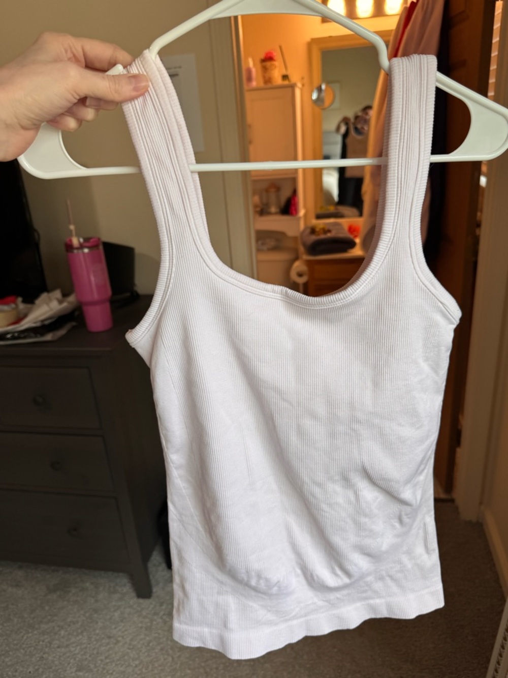 BLANQI maternity White Ribbed Tank Top - Scoop Neck